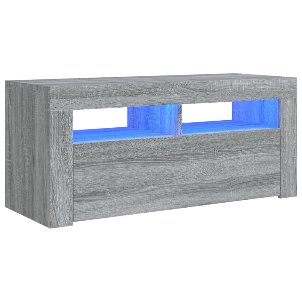 vidaXL Meuble TV avec lumières LED Sonoma gris 90x35x40 cm