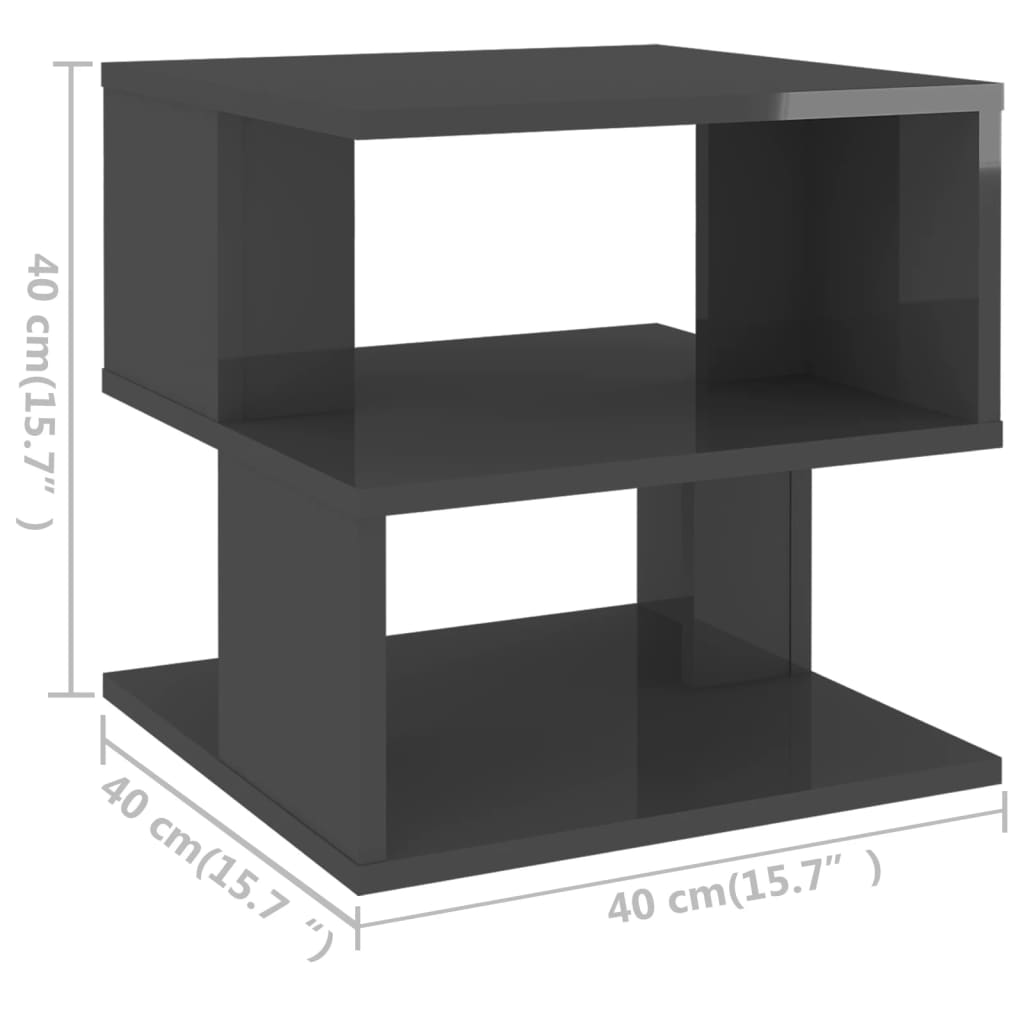 vidaXL Table d'appoint Gris brillant 40x40x40 cm Aggloméré