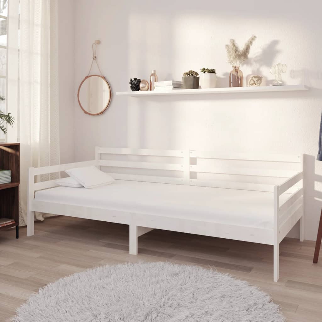 vidaXL Lit Blanc Bois de pin massif 90x200 cm