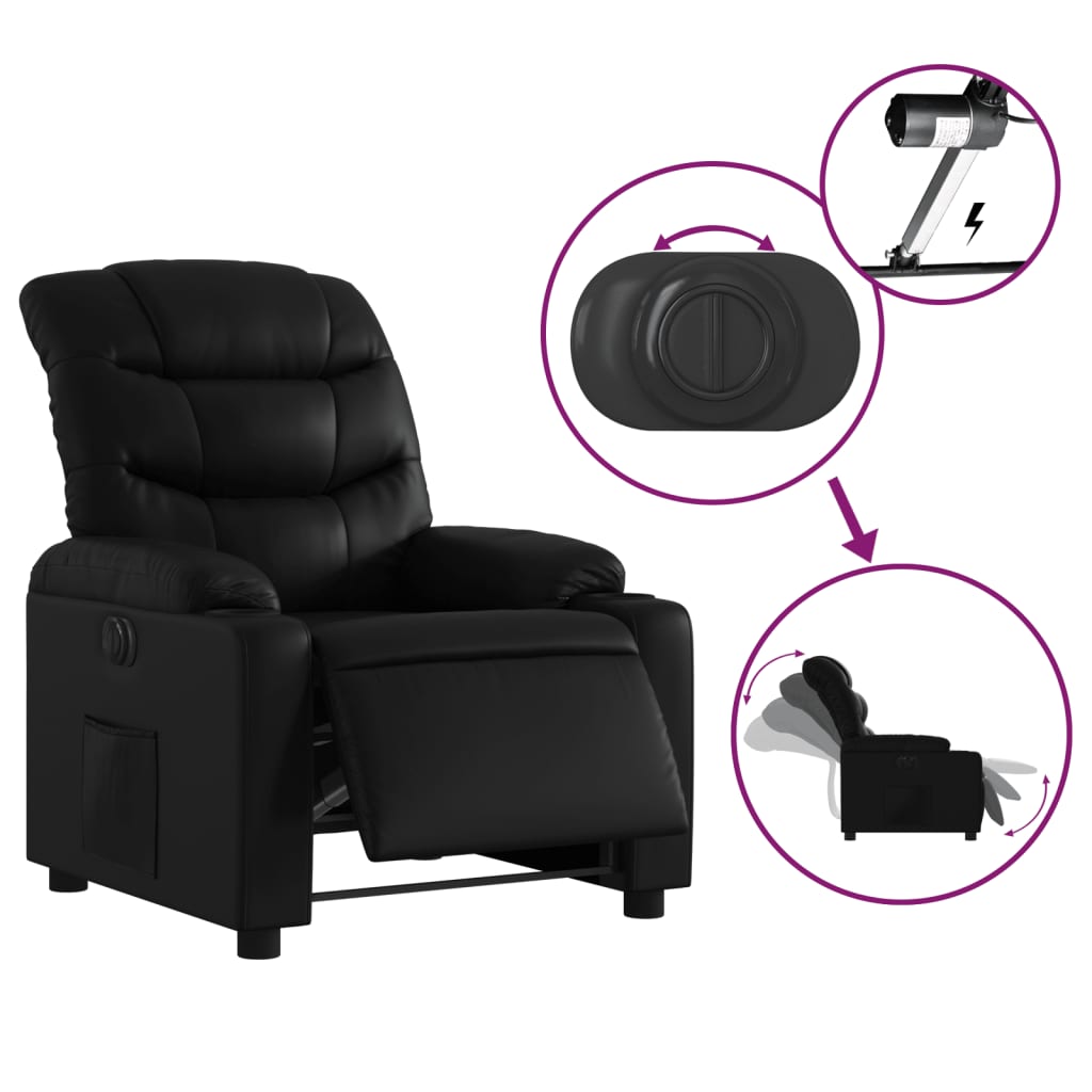 vidaXL Fauteuil inclinable électrique Noir Similicuir