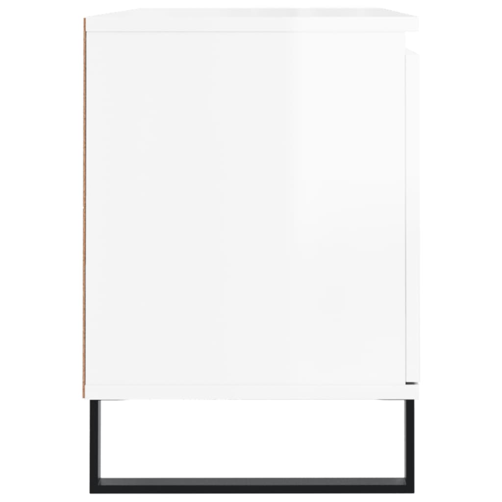 vidaXL Meuble TV blanc brillant 104x35x50 cm bois d'ingénierie