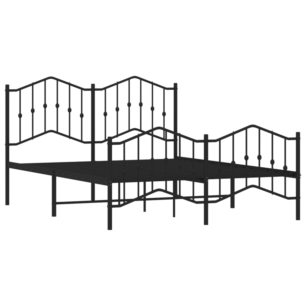 vidaXL Cadre de lit métal sans matelas avec pied de lit noir 135x190cm