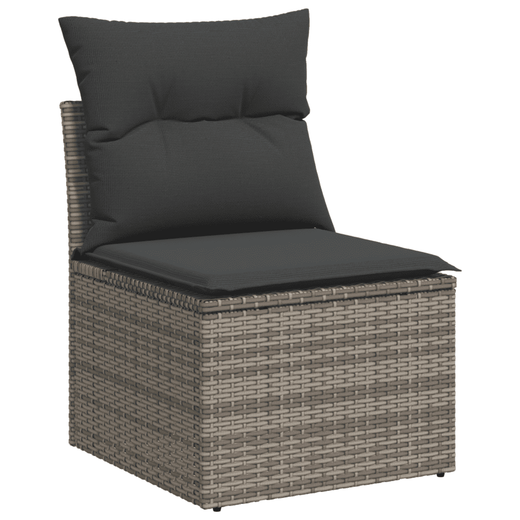 vidaXL Salon de jardin 9 pcs avec coussins gris résine tressée