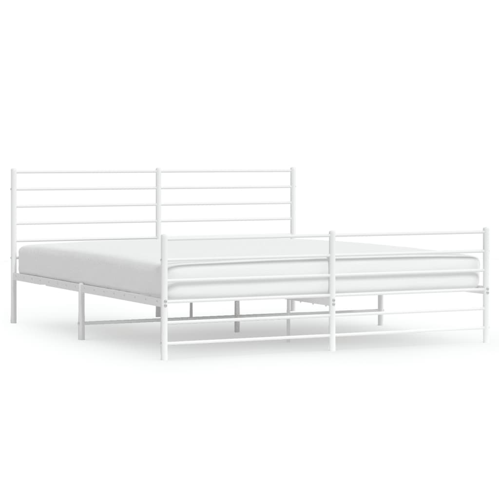 vidaXL Cadre de lit métal sans matelas et pied de lit blanc 183x213 cm