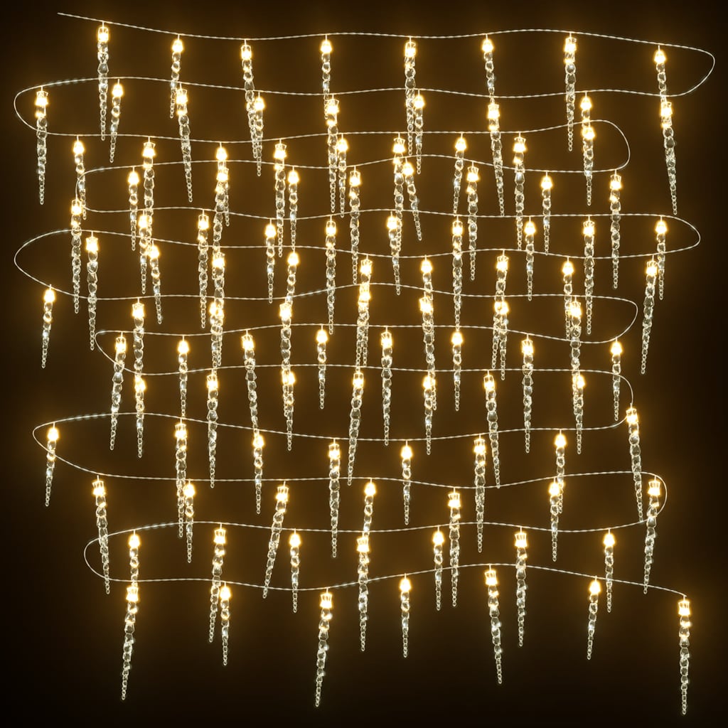 vidaXL Guirlande lumineuse à glaçons de Noël 40 pcs Blanc Acrylique