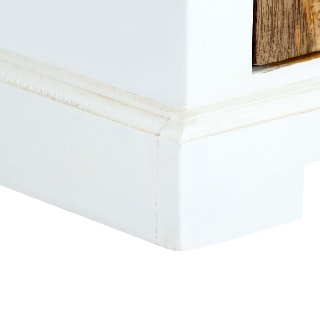 vidaXL Table de chevet Blanc et marron 40x30x50cm Manguier solide brut