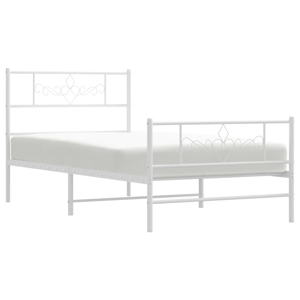 vidaXL Cadre de lit métal sans matelas avec pied de lit blanc 90x190cm