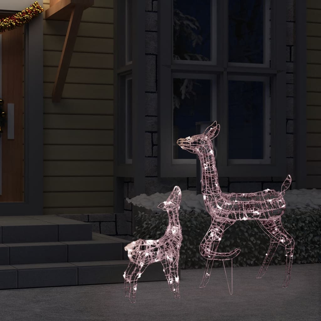 vidaXL Famille de rennes de décoration Acrylique 160 LED blanc chaud
