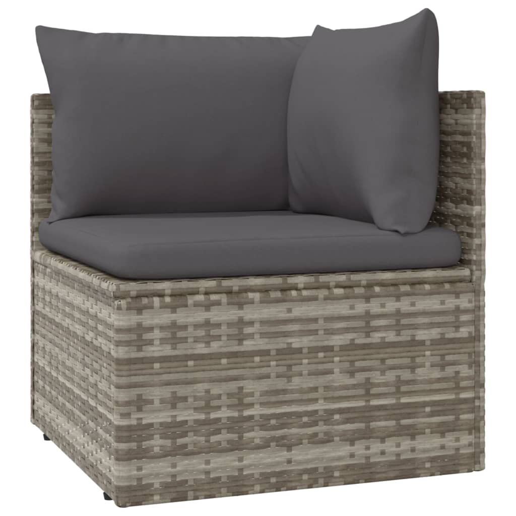 vidaXL Salon de jardin 13 pcs avec coussins Gris Résine tressée