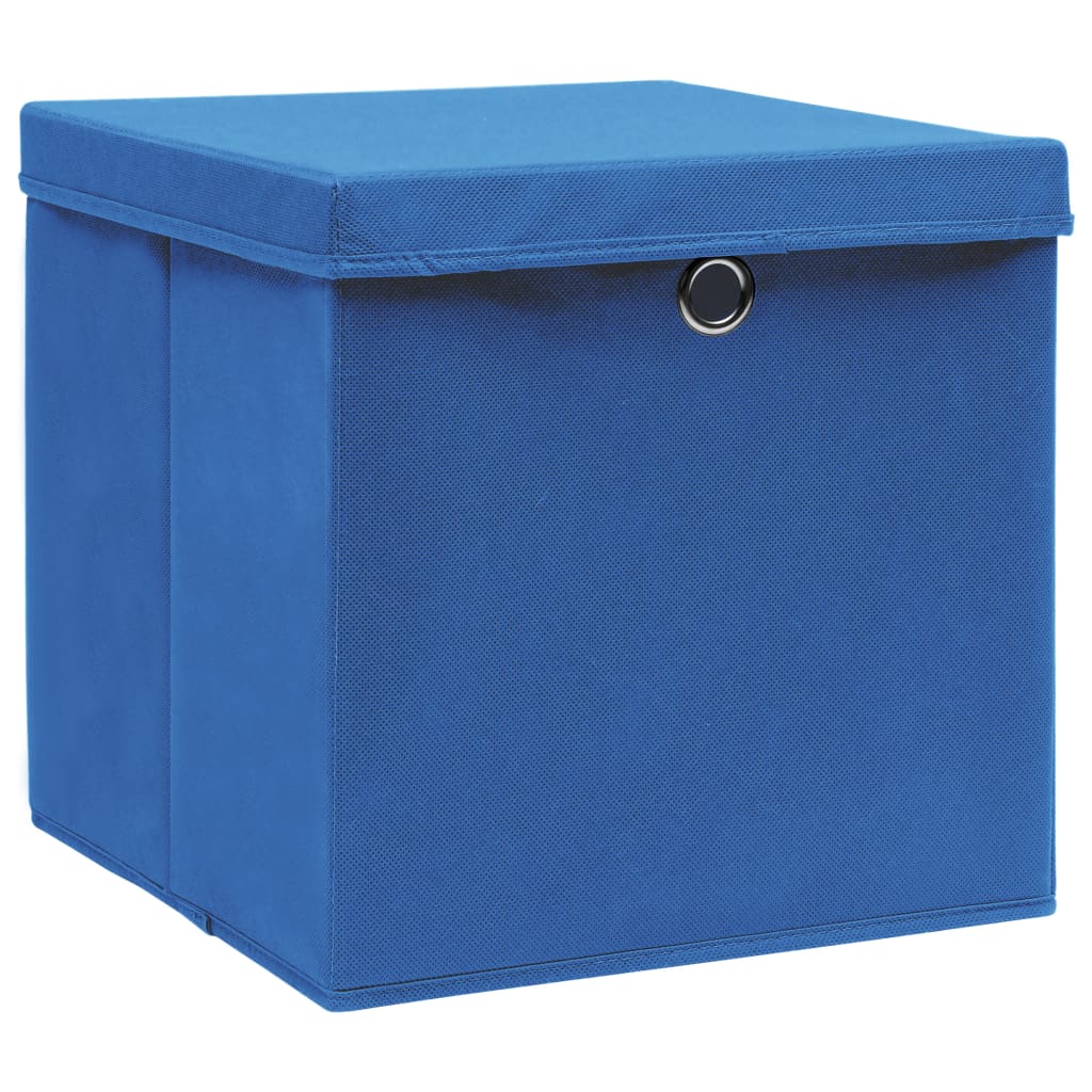 vidaXL Boîtes de rangement avec couvercles 10 pcs 28x28x28 cm Bleu