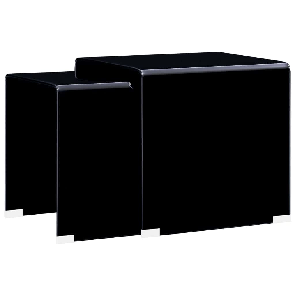vidaXL Tables gigognes 2 pcs Noir 42 x 42 x 41,5 cm Verre trempé