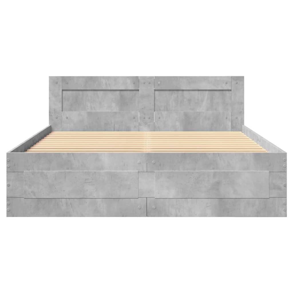 vidaXL Cadre de lit et tête de lit sans matelas gris béton 140x190 cm