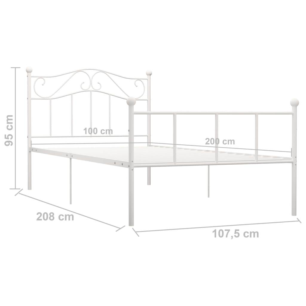 vidaXL Cadre de lit sans matelas blanc métal 100x200 cm