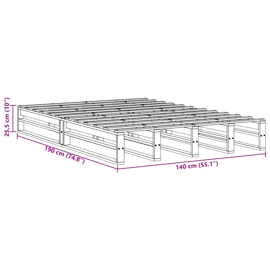 vidaXL Cadre de lit sans matelas 140x190 cm bois de pin massif