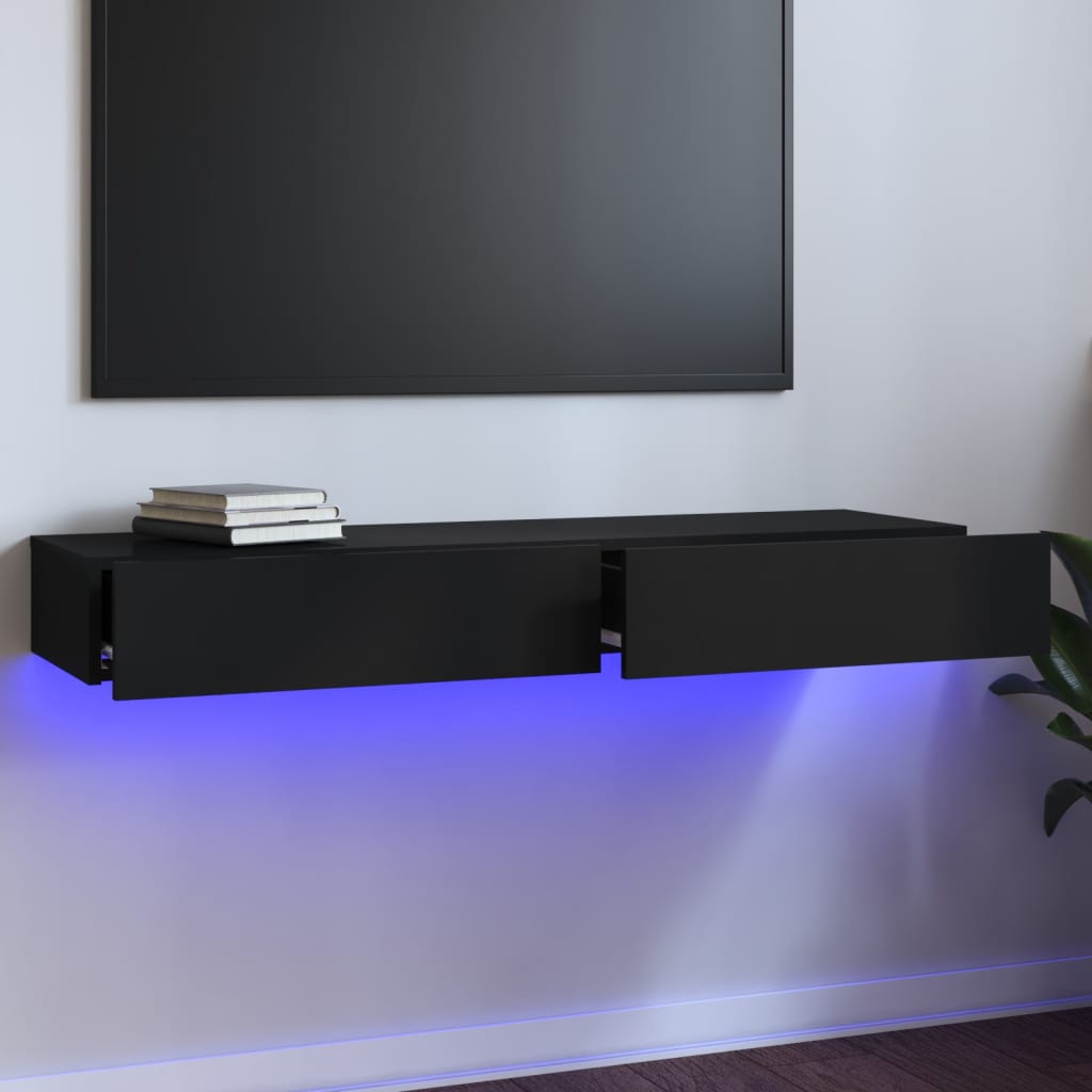 vidaXL Meuble TV avec lumières LED Noir 120x35x15,5 cm
