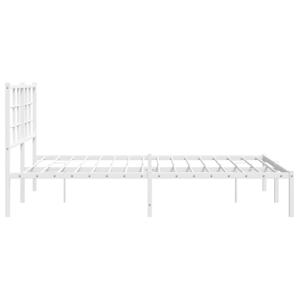 vidaXL Cadre de lit métal sans matelas et tête de lit blanc 135x190 cm