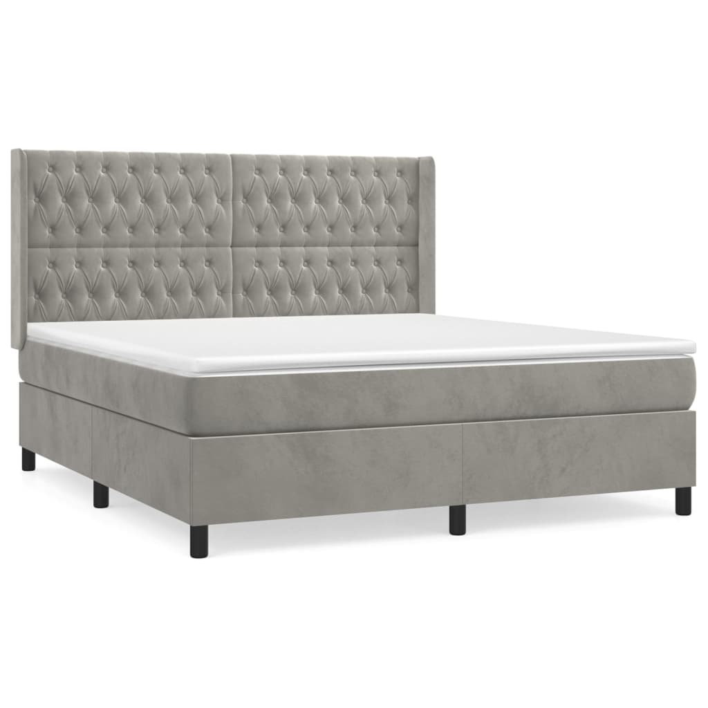 vidaXL Sommier à lattes de lit et matelas Gris clair 180x200cm Velours