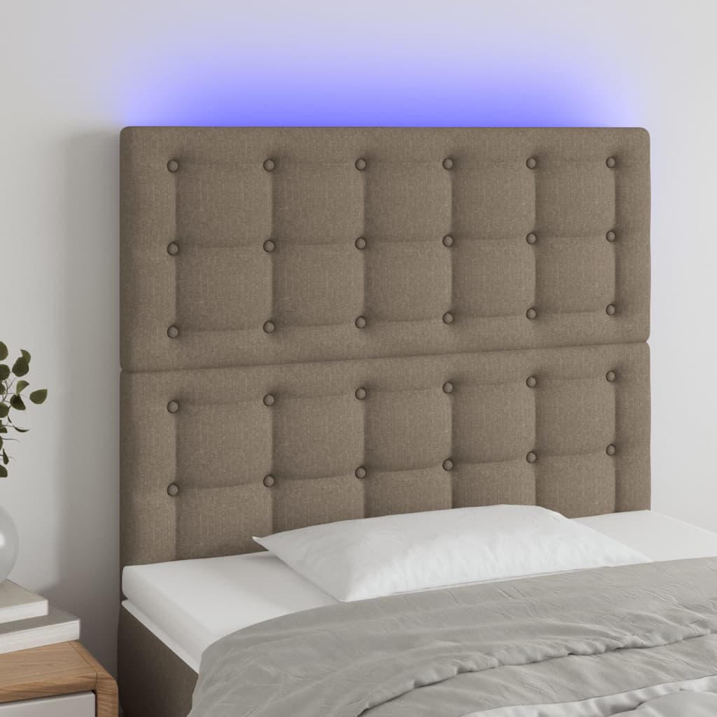 vidaXL Tête de lit à LED Taupe 90x5x118/128 cm Tissu