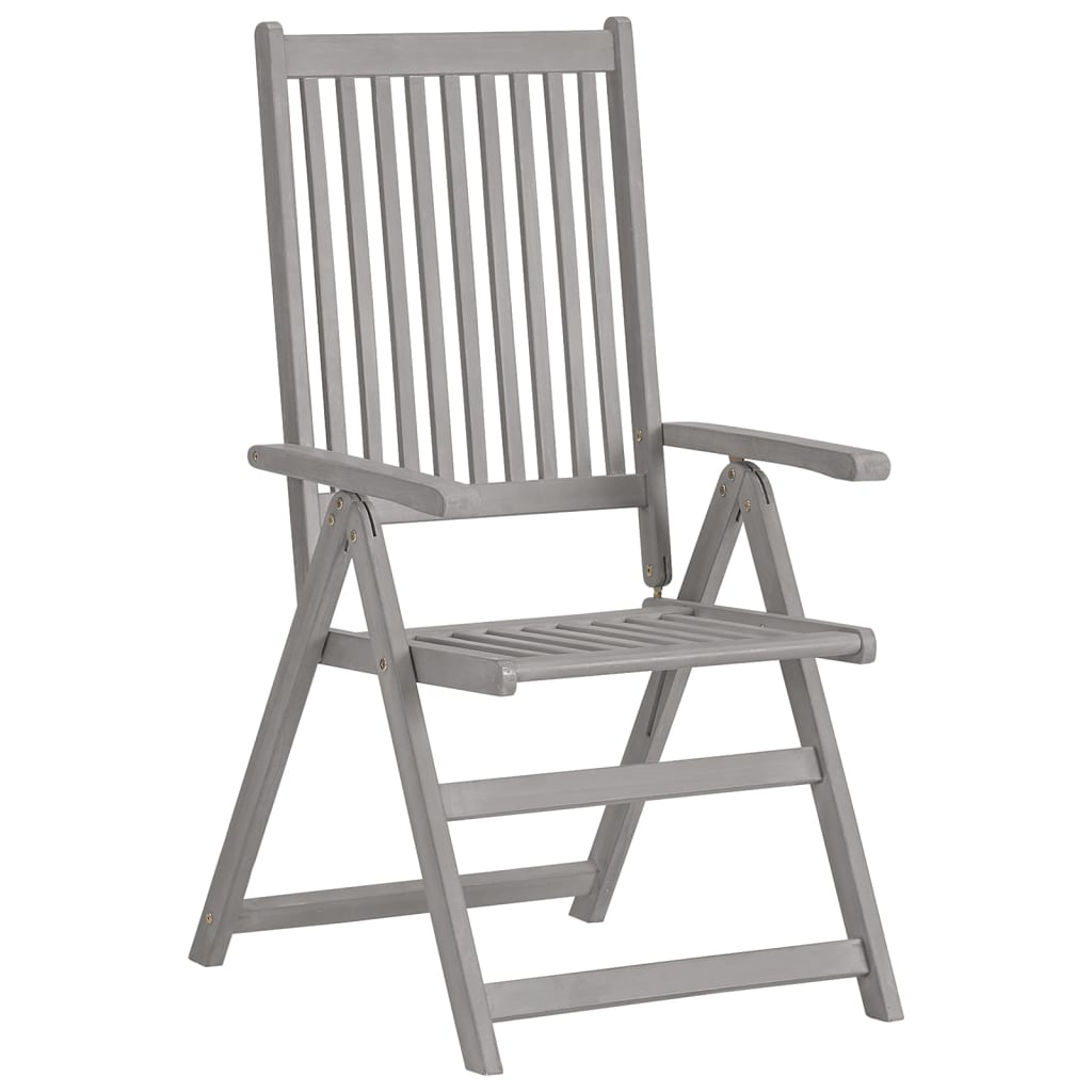 vidaXL Chaises inclinables de jardin lot de 8 Gris Bois solide acacia