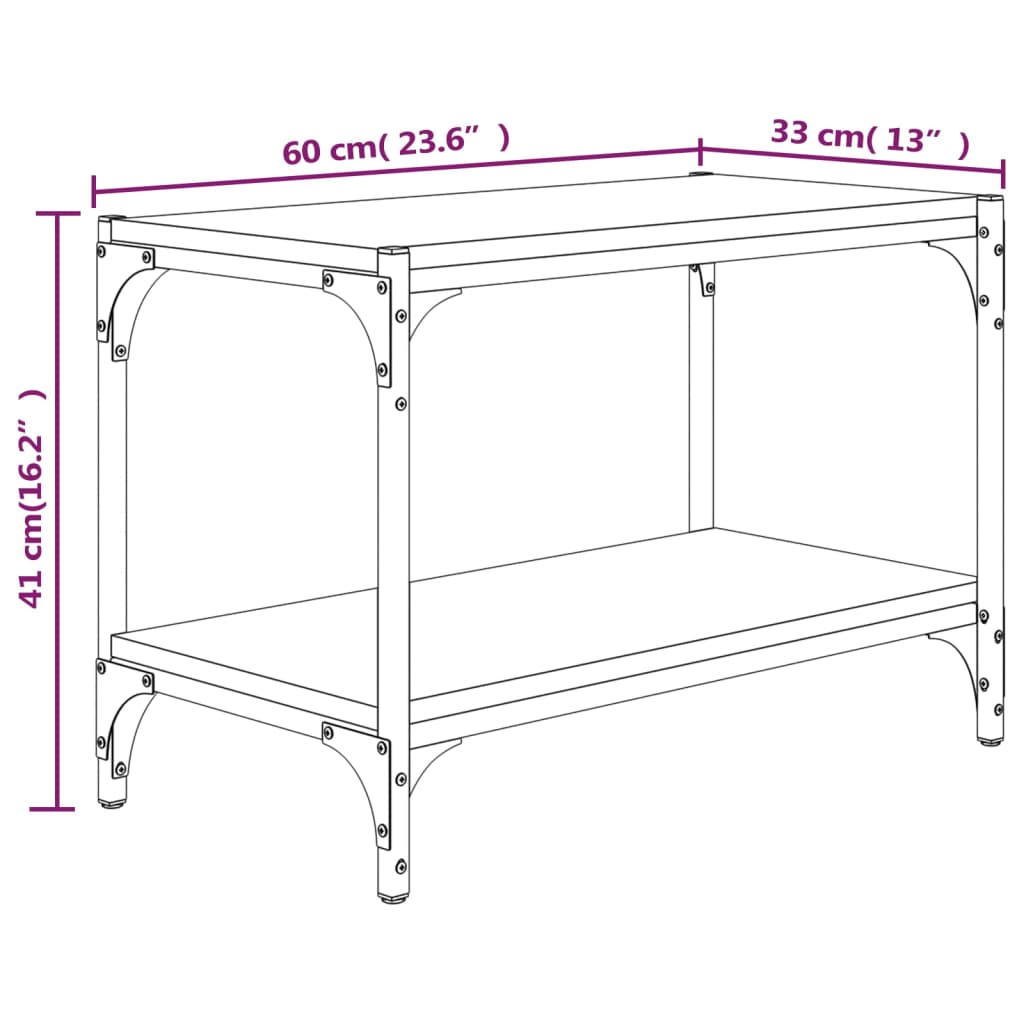 vidaXL Meuble TV Noir 60x33x41 cm Bois d'ingénierie et acier