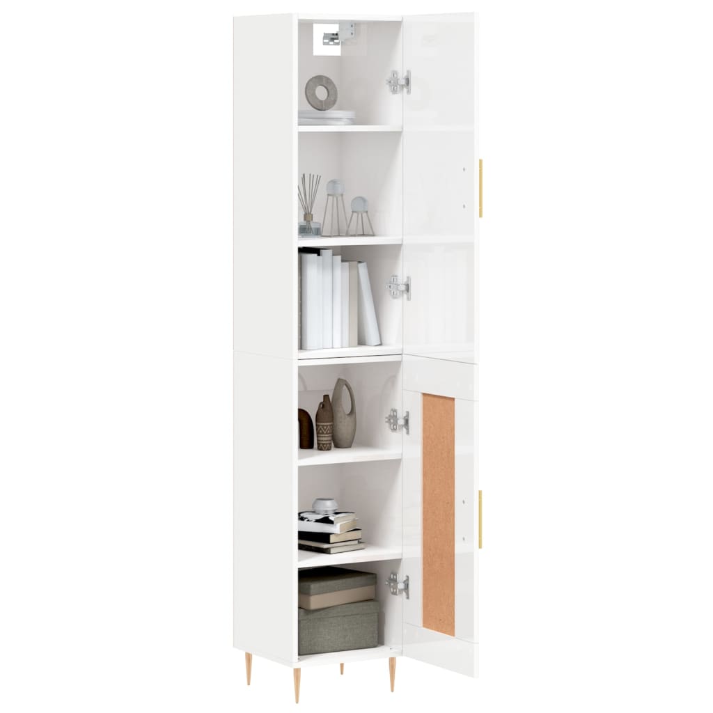 vidaXL Buffet haut Blanc brillant 34,5x34x180 cm Bois d'ingénierie