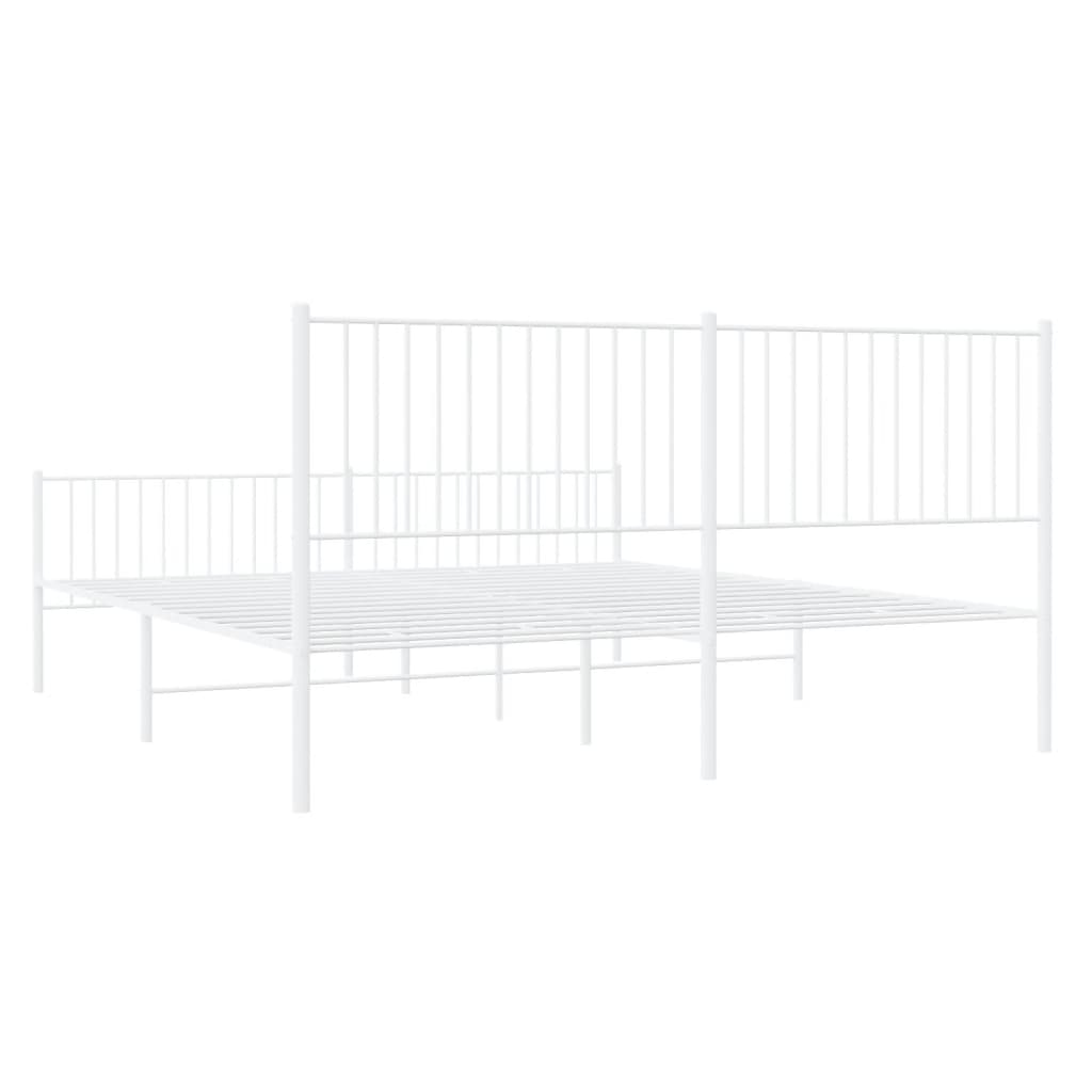 vidaXL Cadre de lit métal sans matelas et pied de lit blanc 200x200 cm