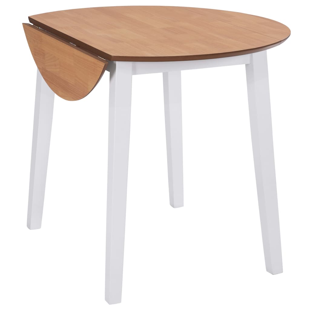 vidaXL Table à manger ronde à abattant MDF blanc