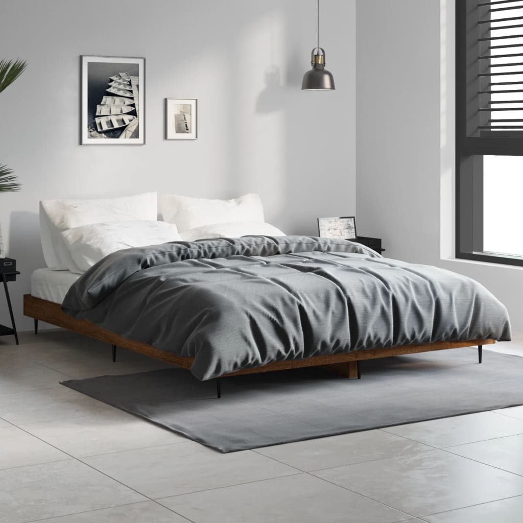 vidaXL Cadre de lit sans matelas chêne marron 135x190 cm