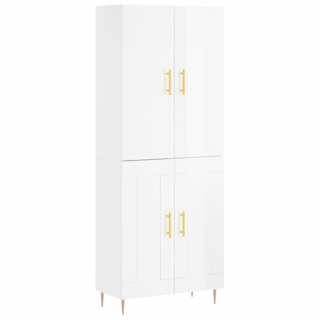 vidaXL Buffet haut Blanc brillant 69,5x34x180 cm Bois d'ingénierie