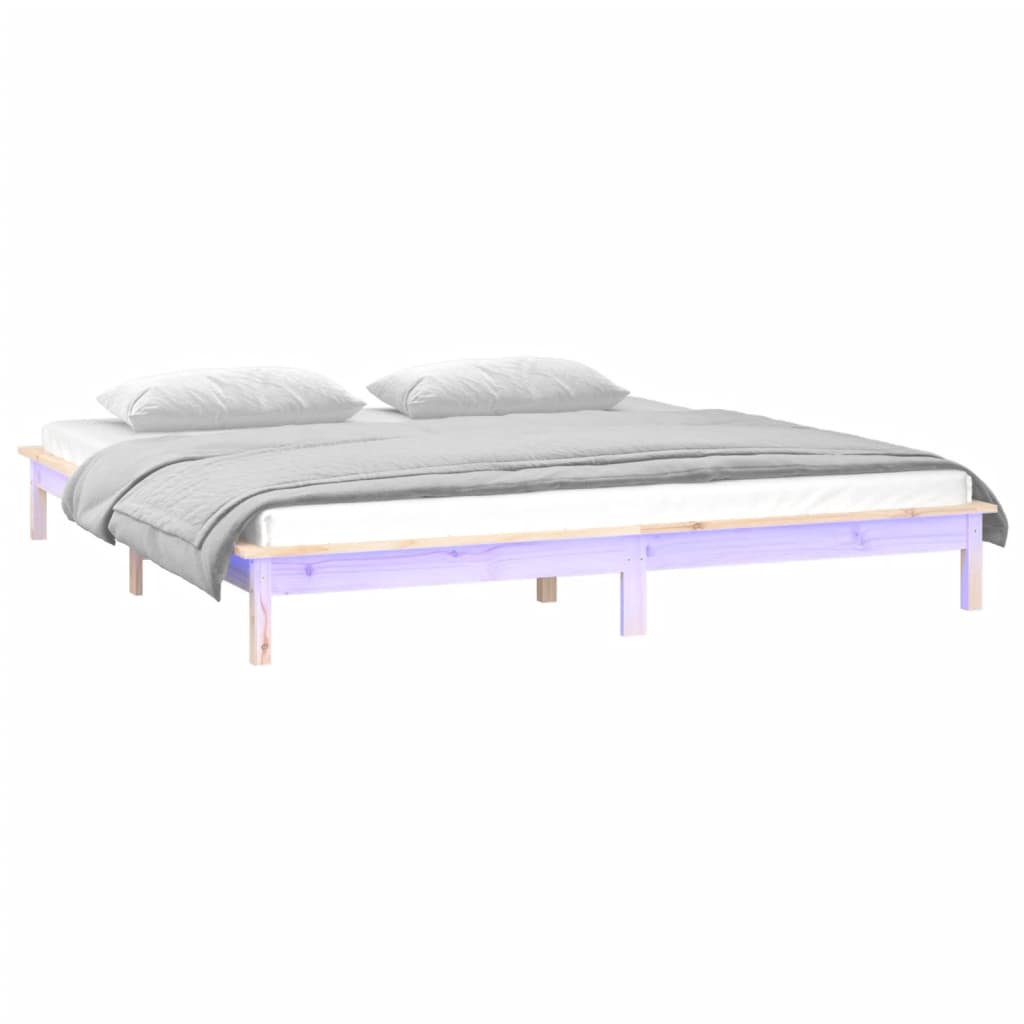 vidaXL Cadre de lit à LED sans matelas 120x200 cm bois massif