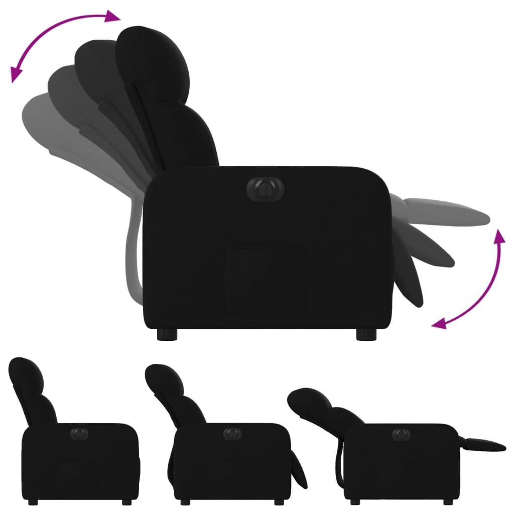 vidaXL Fauteuil inclinable électrique Noir Tissu