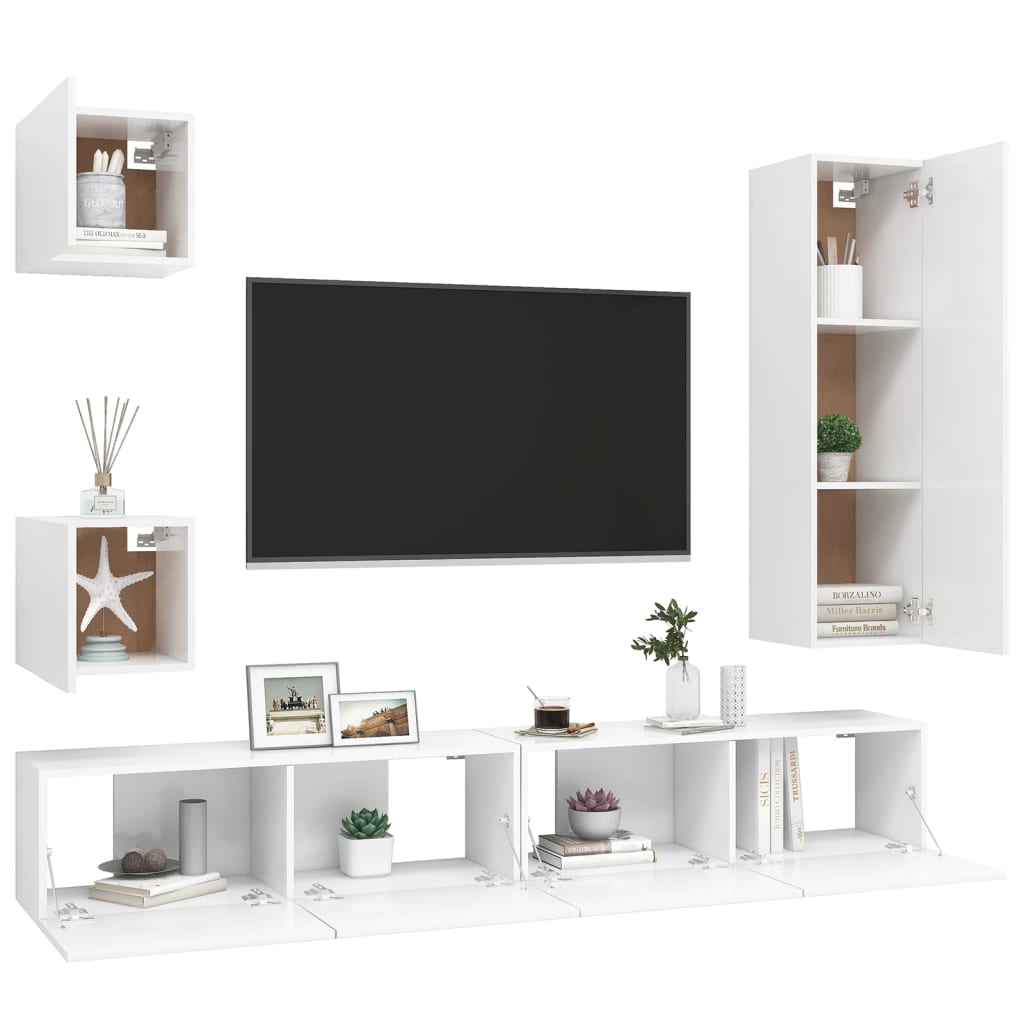 vidaXL Ensemble de meubles TV 5 pcs Blanc Bois d'ingénierie