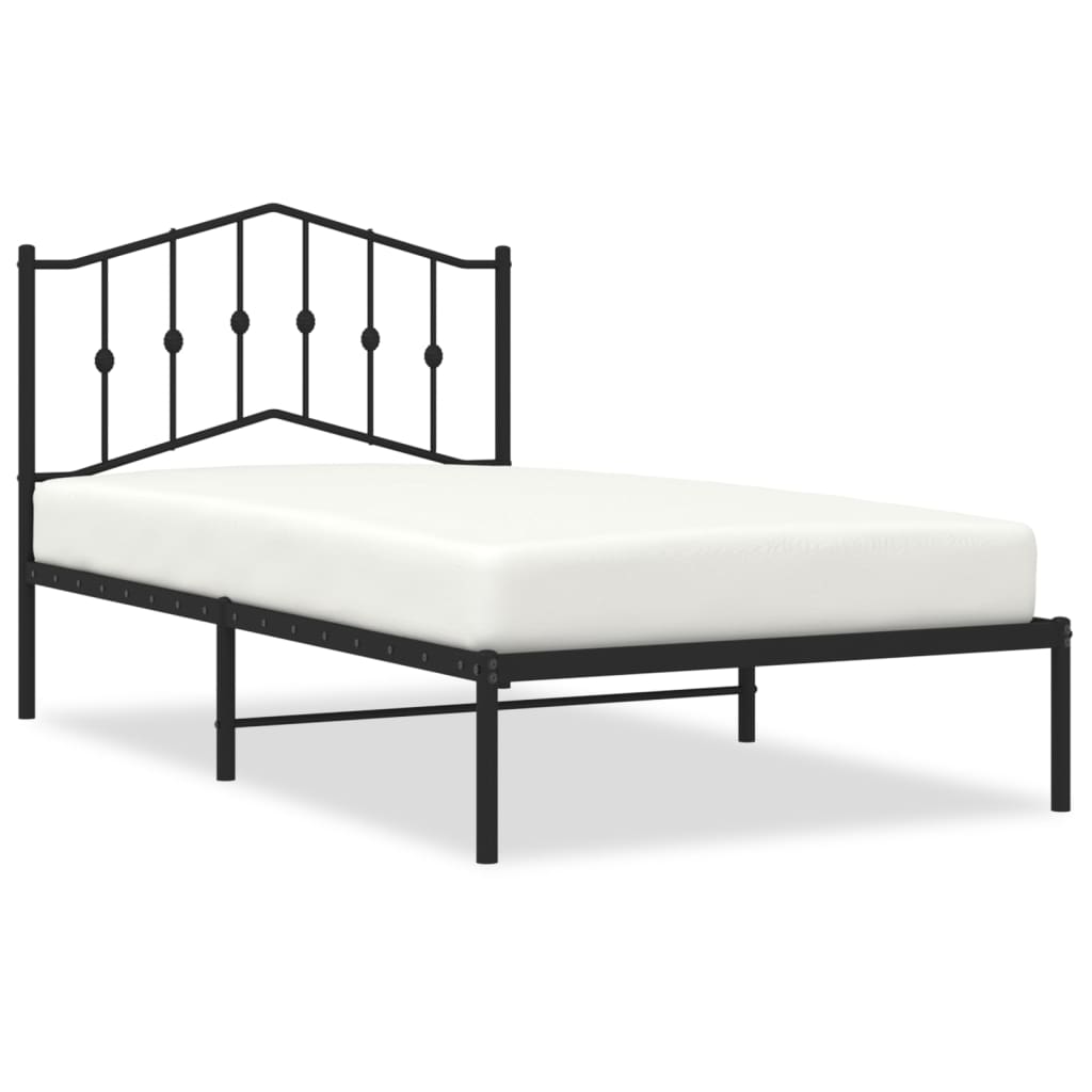 vidaXL Cadre de lit métal sans matelas avec tête de lit noir 100x190cm