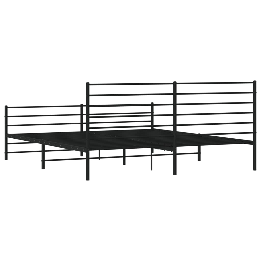 vidaXL Cadre de lit métal sans matelas avec pied de lit noir 183x213cm