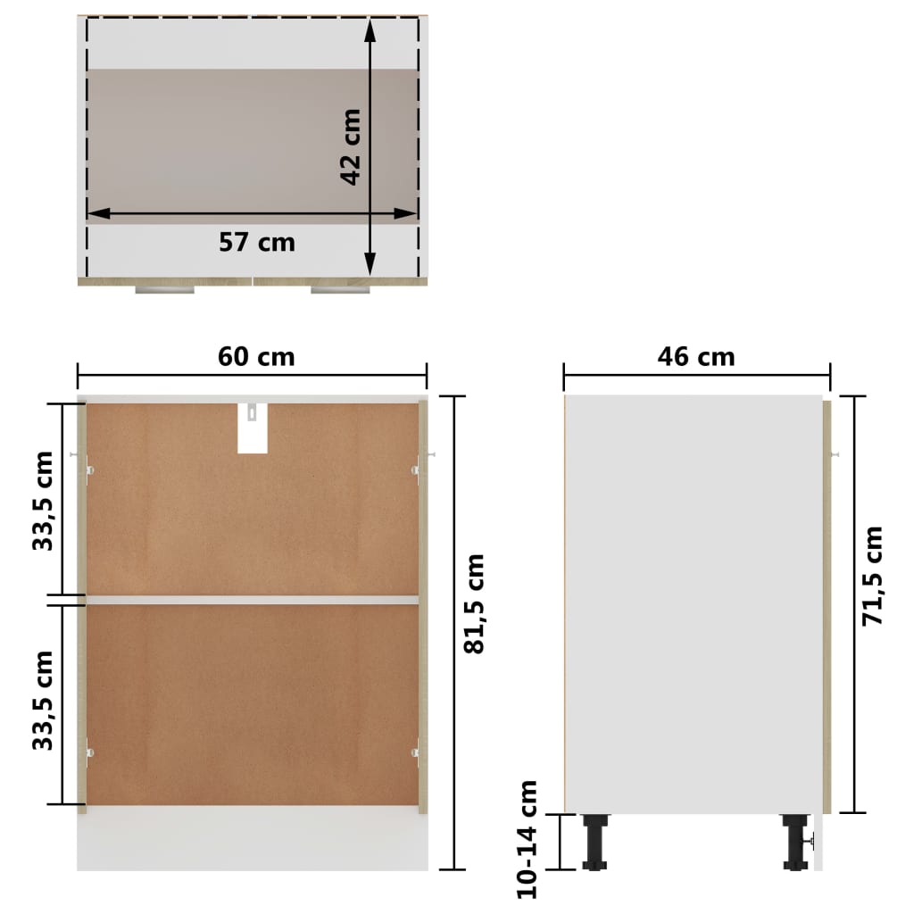 vidaXL Armoire de plancher Chêne sonoma 60x46x81,5cm Bois d’ingénierie