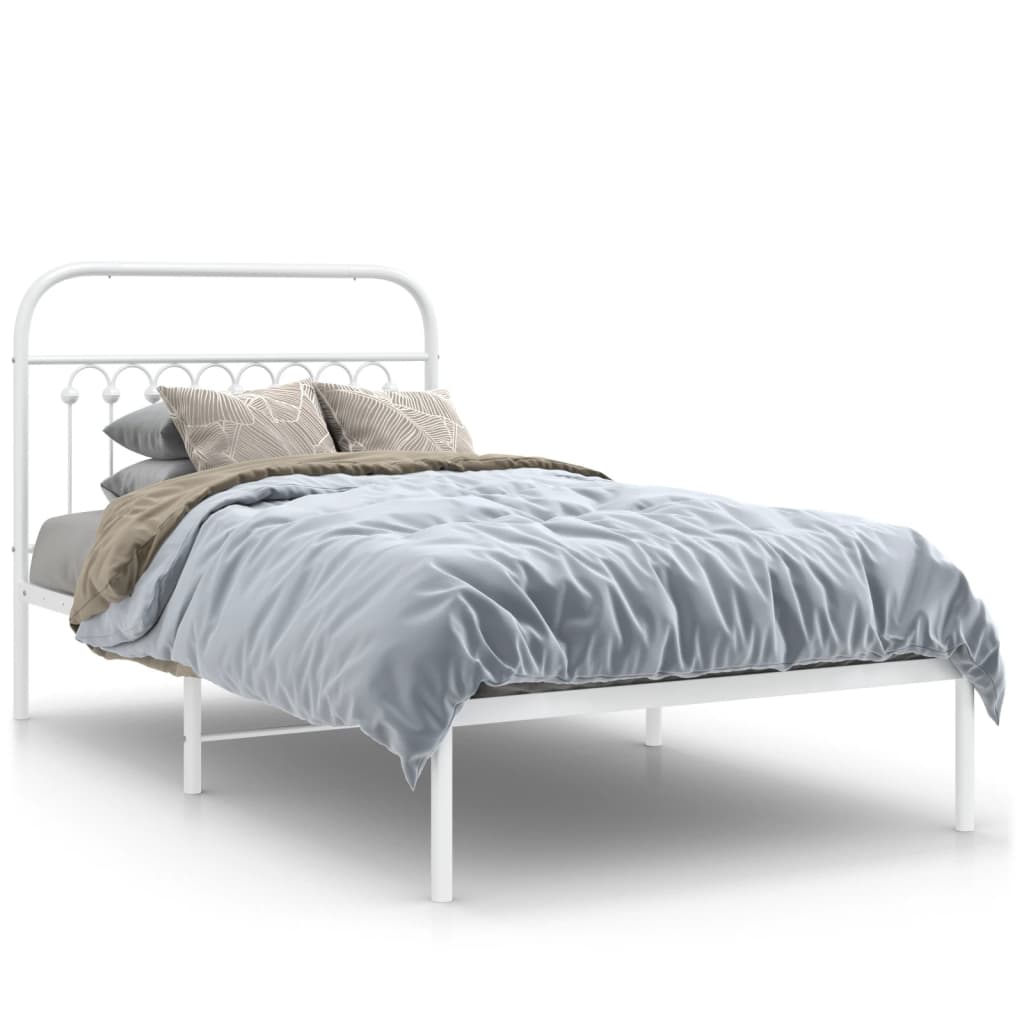 vidaXL Cadre de lit métal sans matelas et tête de lit blanc 100x200 cm