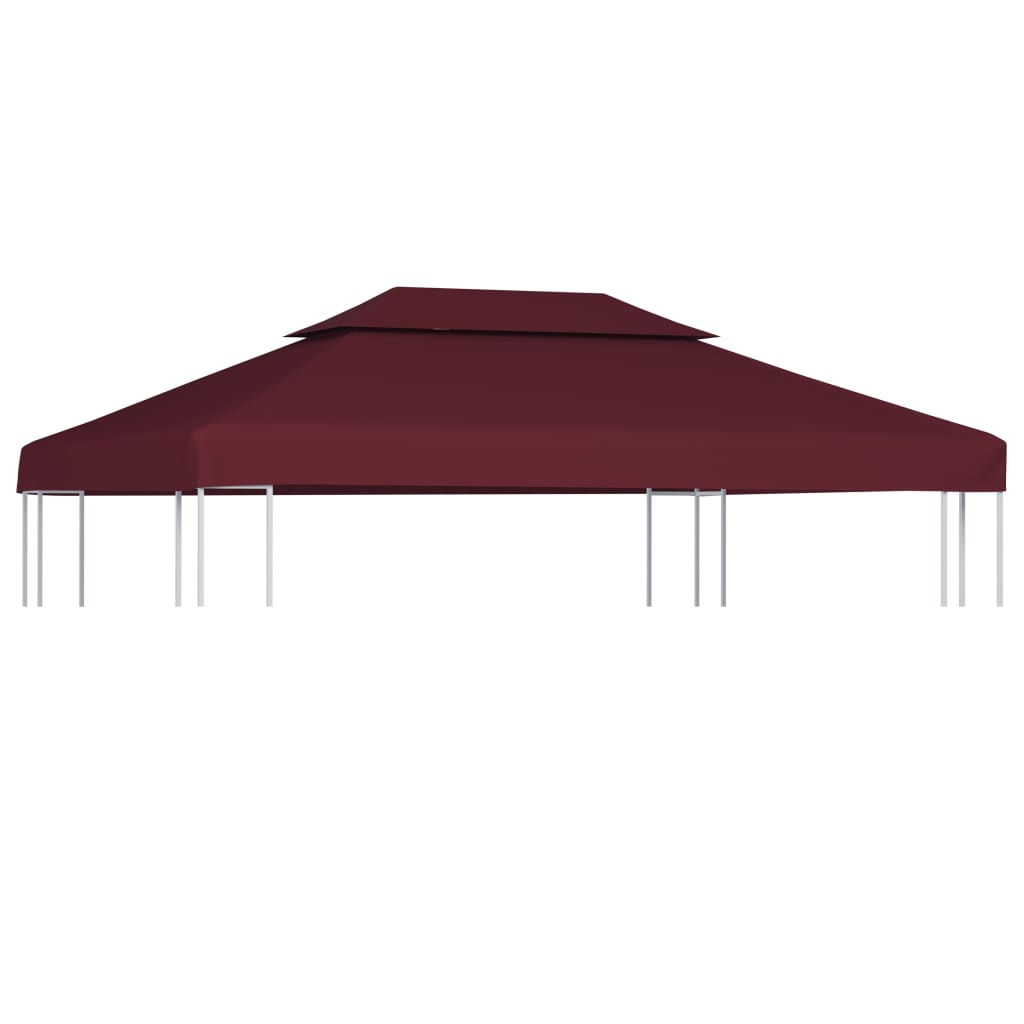 vidaXL Toile de toit de belvédère 2 niveaux 310 g/m² 4x3 m bordeaux