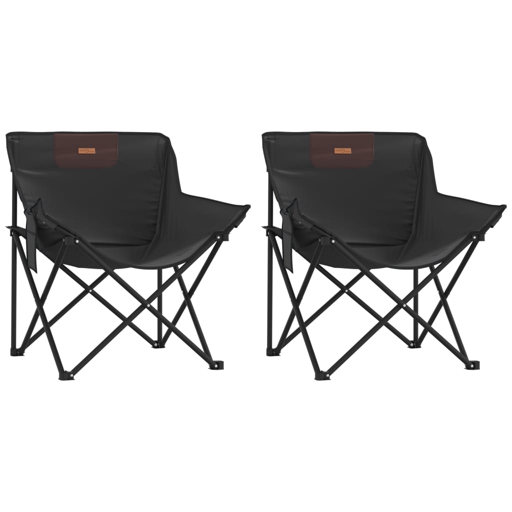 vidaXL Chaise de camping avec poche pliable lot de 2 noir