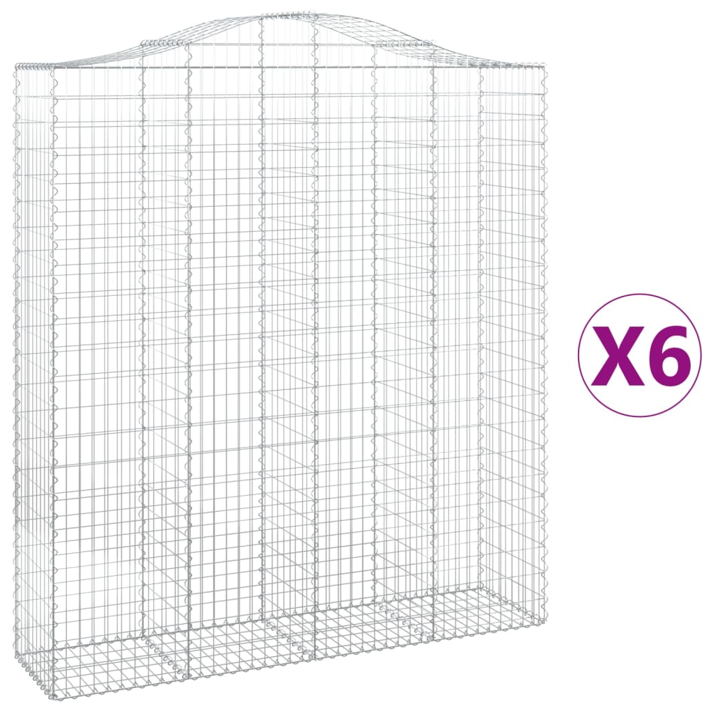 vidaXL Paniers à gabions arqués 6 pcs 200x50x220/240 cm Fer galvanisé