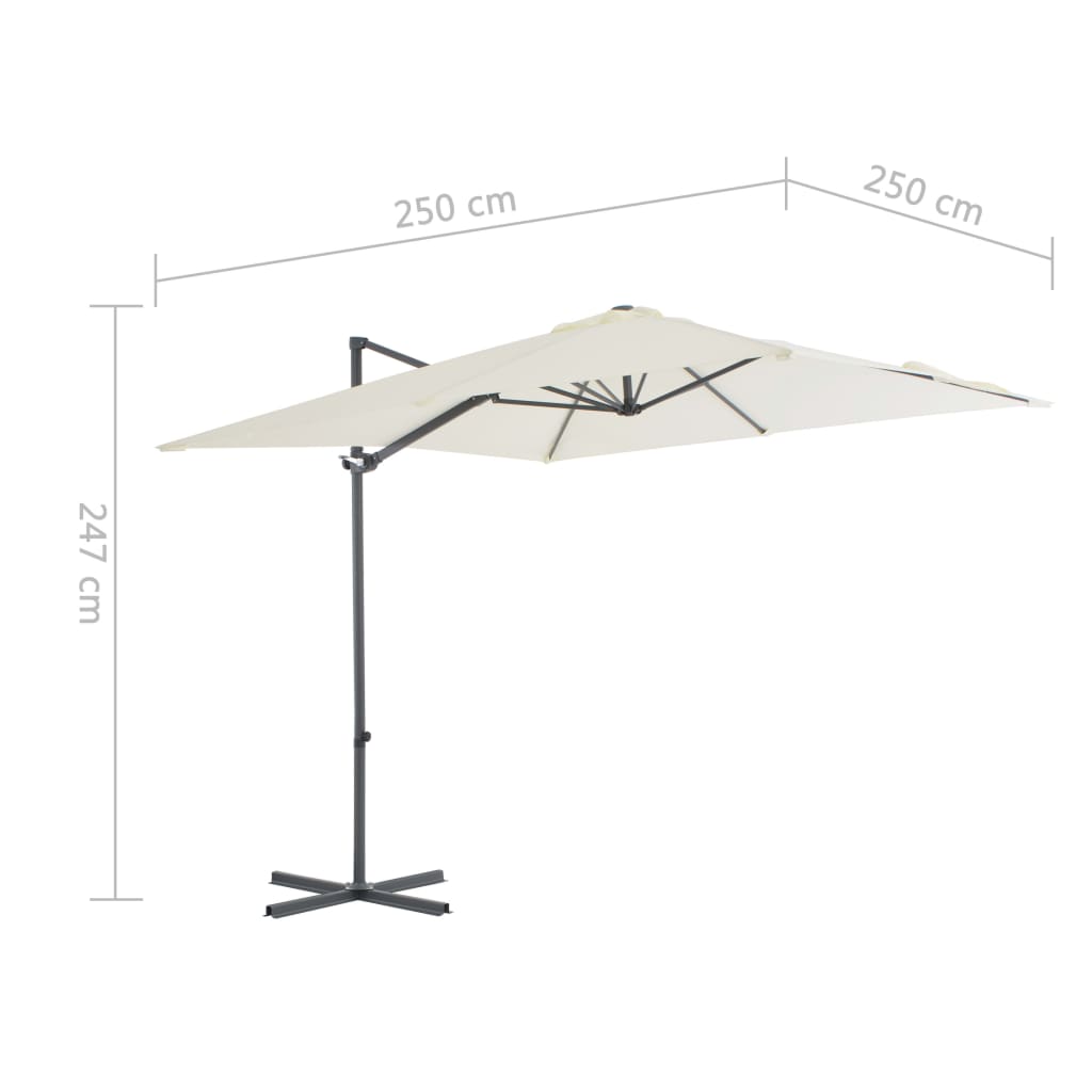 vidaXL Parasol de jardin en porte-à-faux avec mât en acier sable