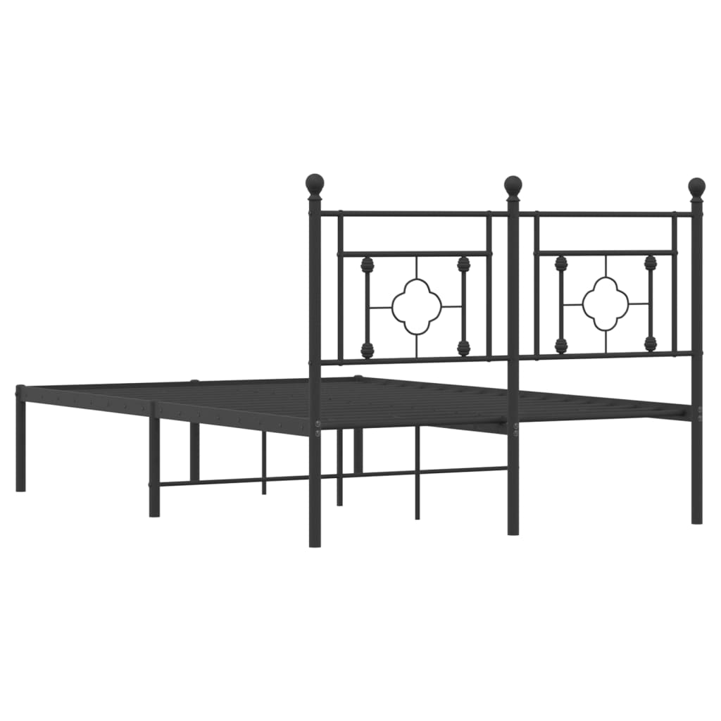 vidaXL Cadre de lit métal sans matelas avec tête de lit noir 120x190cm