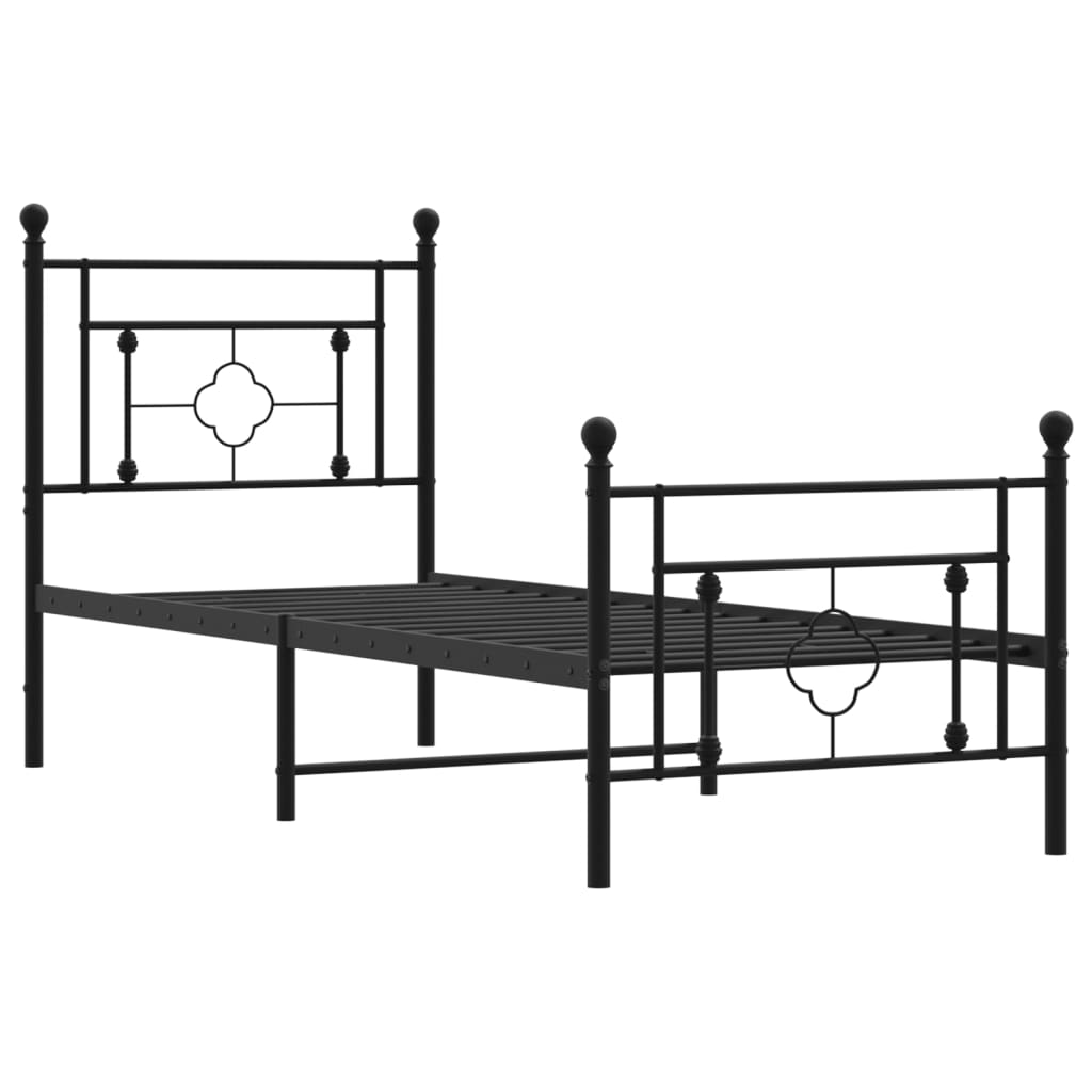 vidaXL Cadre de lit métal sans matelas avec pied de lit noir 75x190 cm