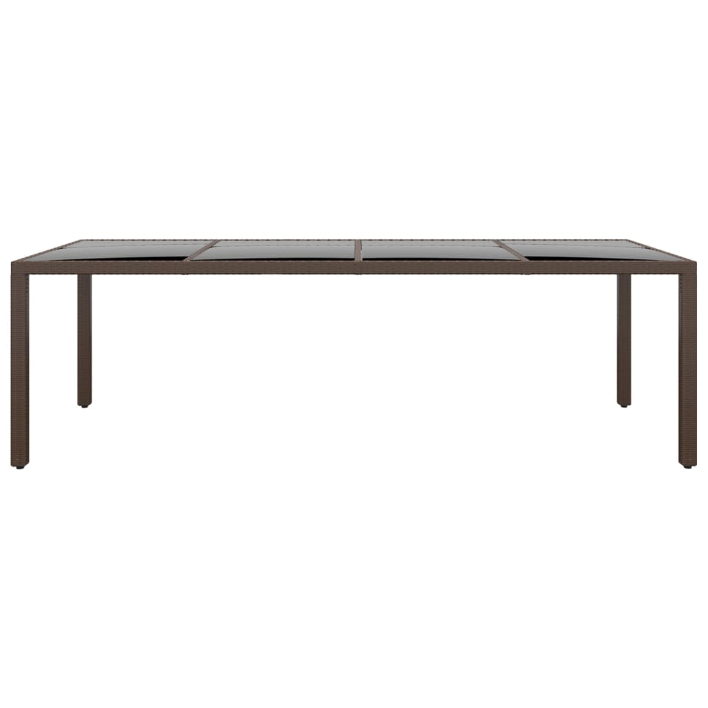 vidaXL Table de jardin avec dessus en verre marron résine tressée