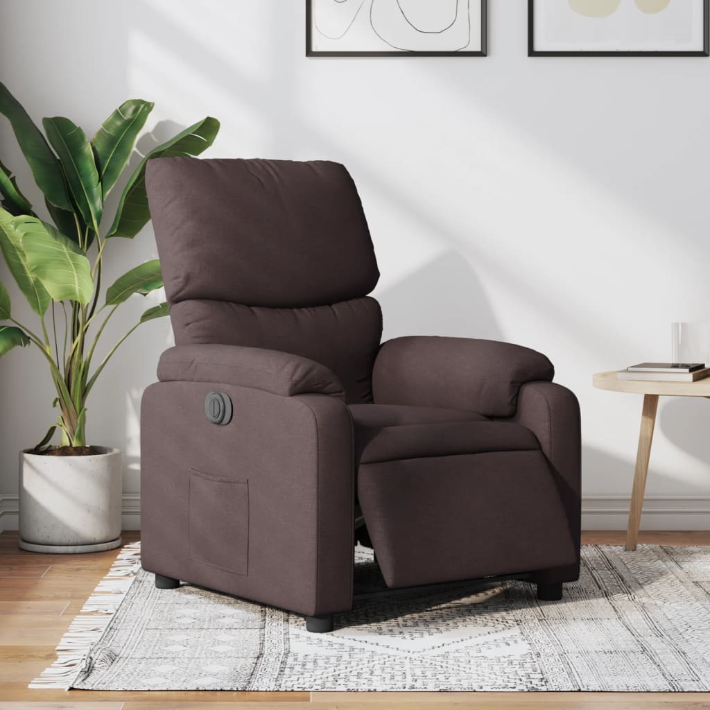 vidaXL Fauteuil inclinable électrique Marron foncé Tissu