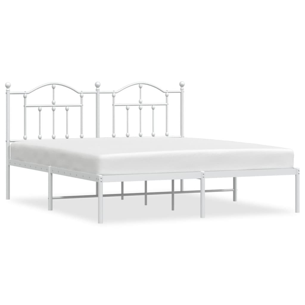 vidaXL Cadre de lit métal sans matelas et tête de lit blanc 160x200 cm