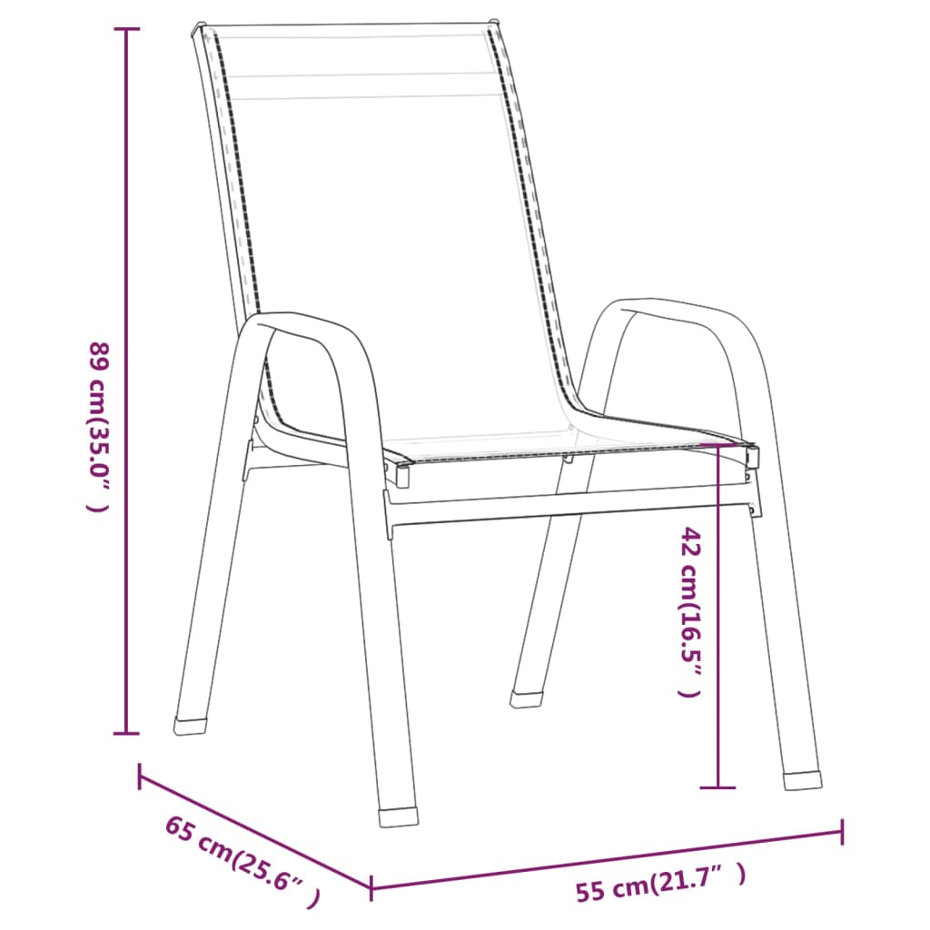 vidaXL Chaises empilables de jardin lot de 4 Gris Tissu textilène