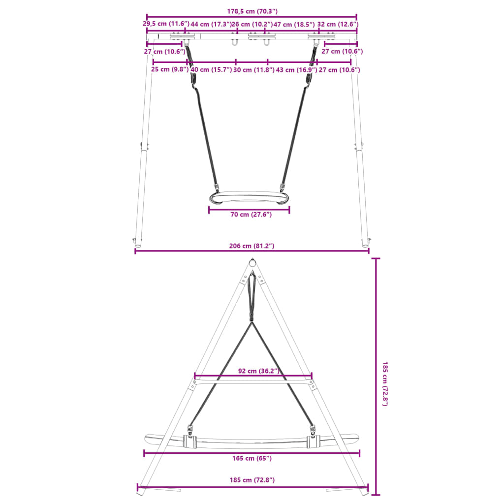 vidaXL Ensemble de balançoire d'extérieur avec balançoire nid