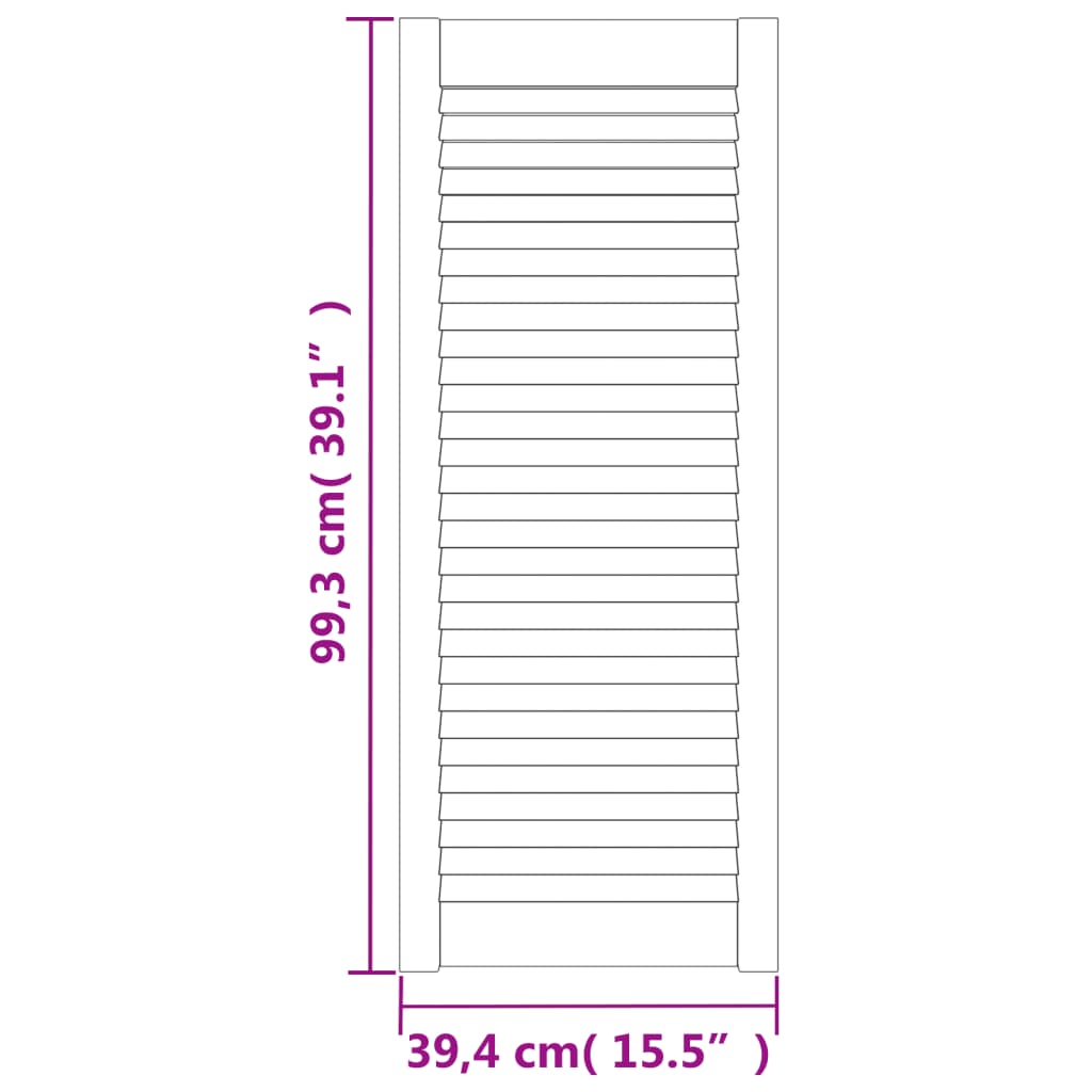 vidaXL Portes d'armoire à persiennes 2pcs blanc 99,3x39,4cm pin massif