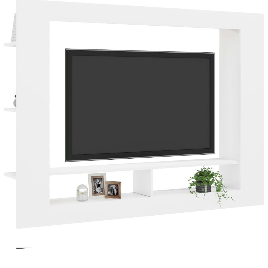 vidaXL Meuble TV Blanc 152x22x113 cm Bois d'ingénierie