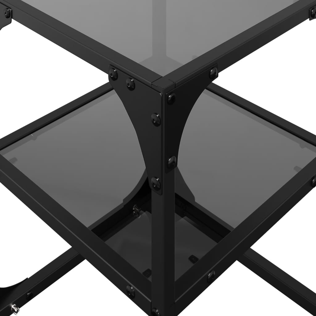 vidaXL Tables basses avec dessus en verre noir 2 pcs 30x30x45 cm acier